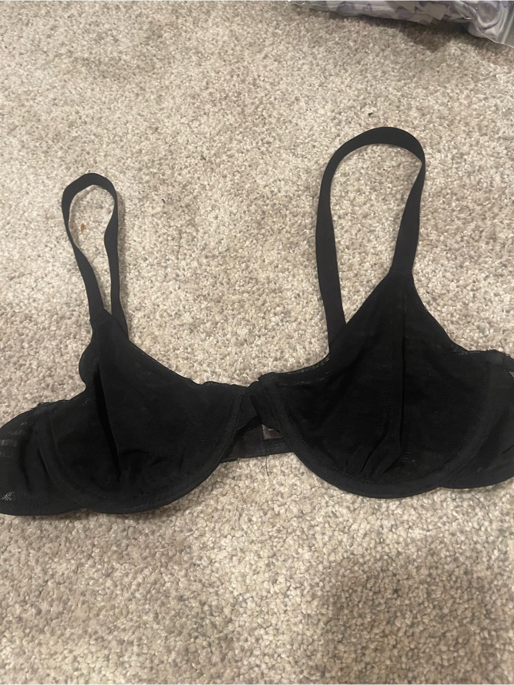 Sheer Black Underwire Bra with Light Support